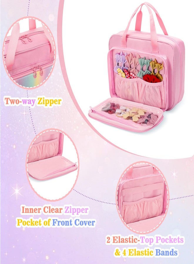 GRAOSO Hanging Hair Accessories Organizer for Baby Girls, Hair Bow Storage Bag, Travel Hair Stuff Case for Hair Clips, Hair Ties, Headbands, Scrunchies, Pink (Bag only) - Image 2